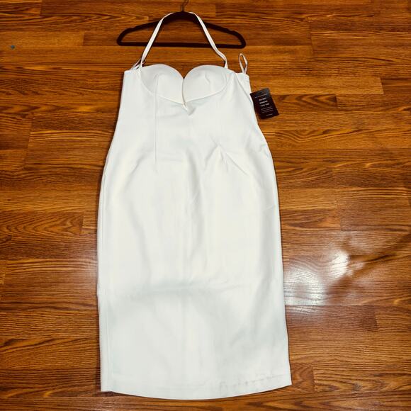 Retrofête White Halter bodycon Midi wedding  Party Cheryl Dress size  XL NWT - Picture 8 of 11